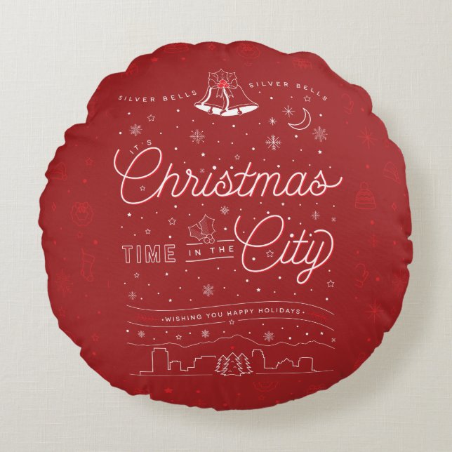 Cojín decorativo redondo de Navidades de campanas  (Anverso)