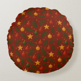 Cojín decorativo redondo de Navidades rojos - Vaca
