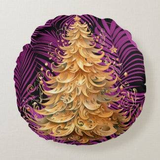 Cojín decorativo redondo de Navidades tropicales a