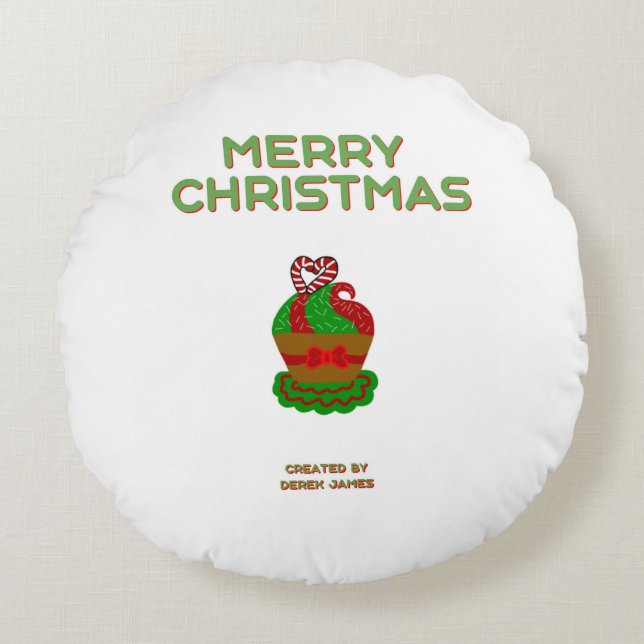 Cojín decorativo redondo de pasteles navidades (Anverso)