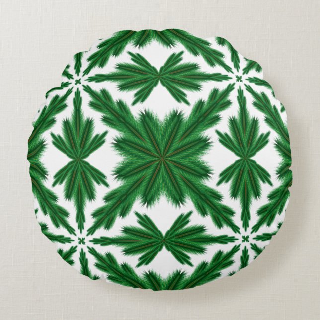 Cojín decorativo redondo de Pine Mandala (Anverso)