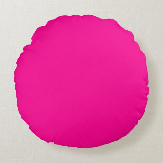 Cojín decorativo redondo de poliéster (16"), rosa  (Anverso)