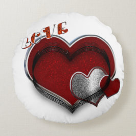 Cojín decorativo redondo de poliéster blanco y mág