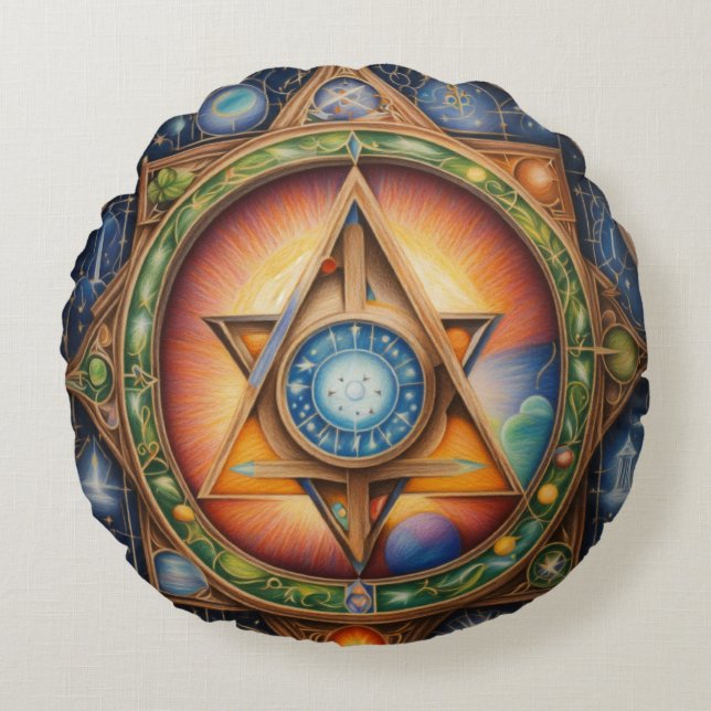 Cojín decorativo redondo de poliéster cepillado po (Anverso)