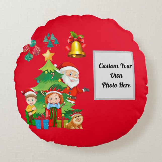 Cojín decorativo redondo de regalo para navidades (Anverso)