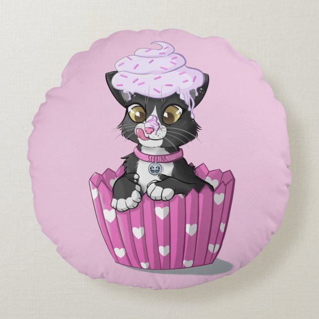 Cojín decorativo redondo de Sebrina (16") (Anverso)