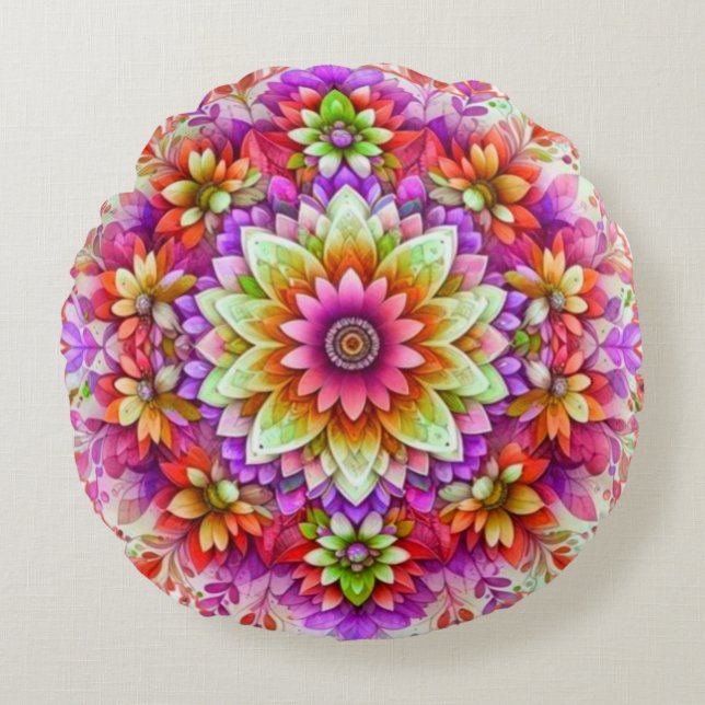 Cojín decorativo redondo de tamaño (16") almohadas (Anverso)