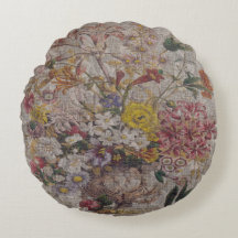 Cojín decorativo redondo de textiles de época (16"