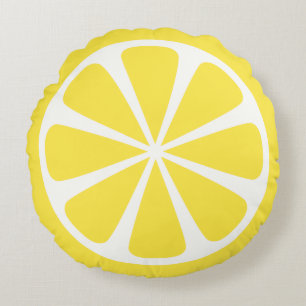 Cojín decorativo redondo de verano amarillo limó