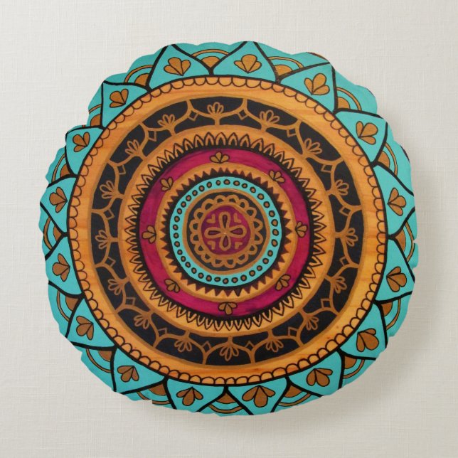 Cojín decorativo redondo del chica de oro (Anverso)