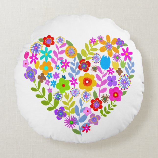 Cojín decorativo redondo del corazón de Boho Wildf (Anverso)