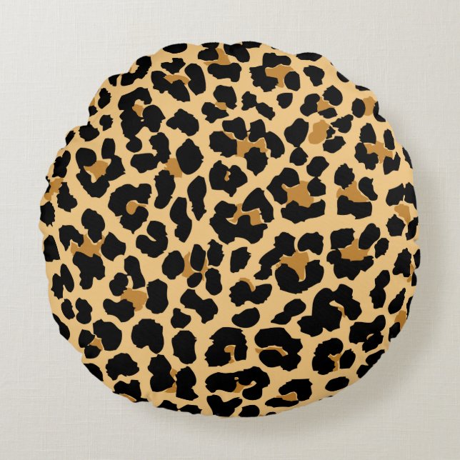 Cojín decorativo redondo del estampado leopardo (Anverso)