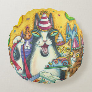 COJÍN DECORATIVO REDONDO del FELIZ CUMPLEAÑOS del