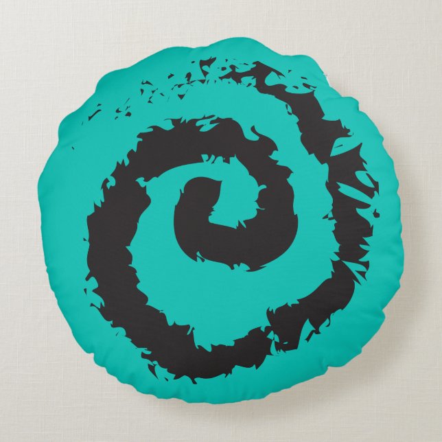 Cojín decorativo redondo ESPIRAL AQUA (Reverso)