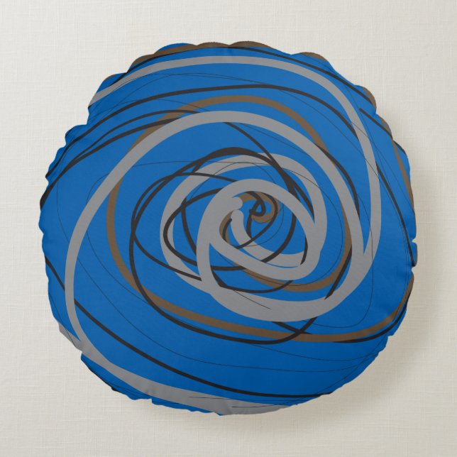 COJÍN DECORATIVO redondo ESPIRAL AZUL (Anverso)