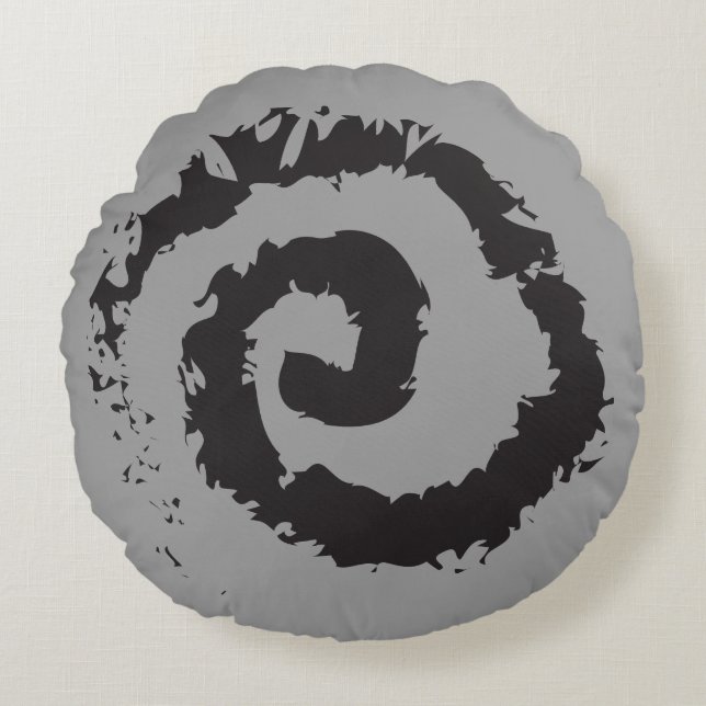COJÍN DECORATIVO redondo ESPIRAL GRIS (Anverso)