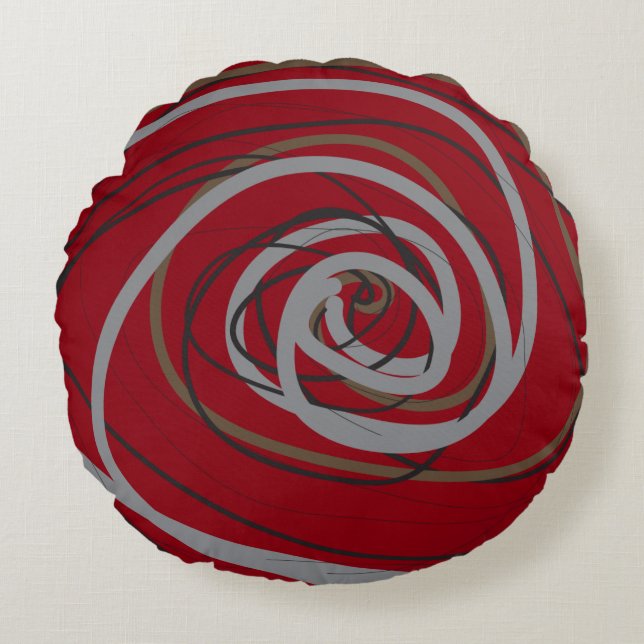 COJÍN DECORATIVO redondo ESPIRAL ROJO (Anverso)