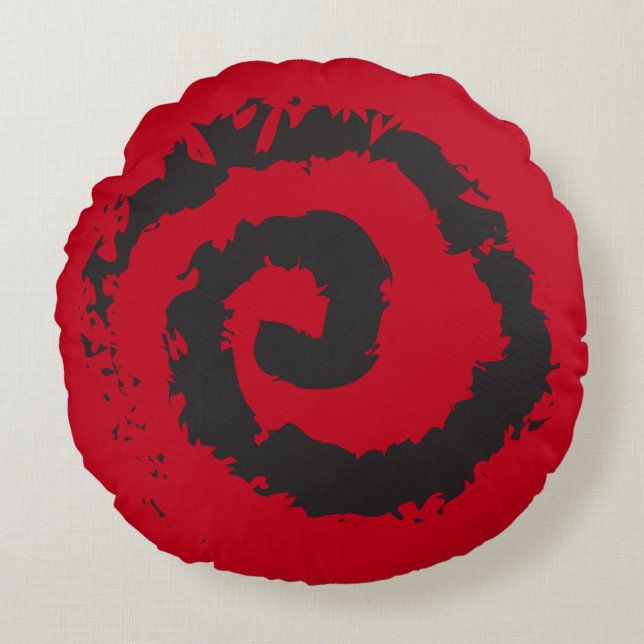 COJÍN DECORATIVO redondo ESPIRAL ROJO (Anverso)