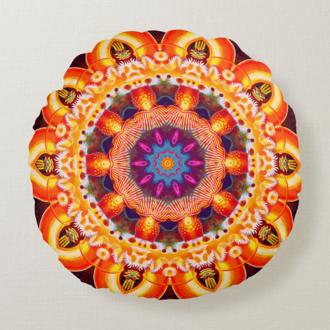 Cojín decorativo redondo estilo bohemio (Anverso)