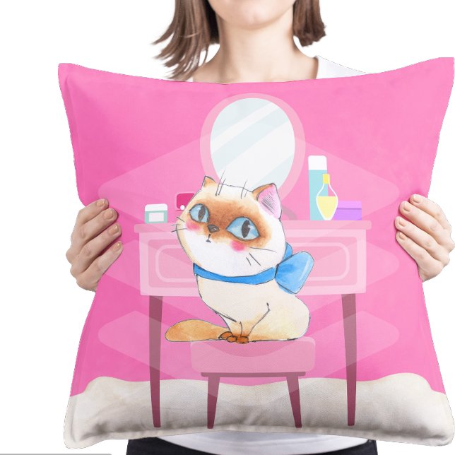 Cojín decorativo redondo gitano y malcriado (Spoiled Kitty PIllow)