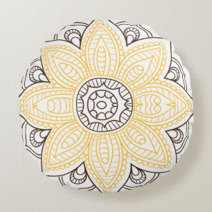 Cojín decorativo redondo Golden Mandala Design 16