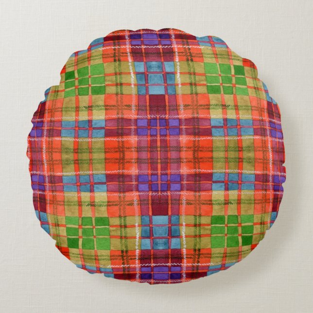 COJÍN DECORATIVO redondo MAC RAE TARTAN (Anverso)