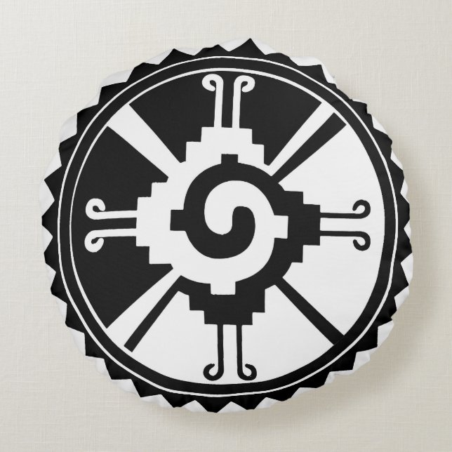 Cojín decorativo redondo Mayan Hunab Ku (Reverso)