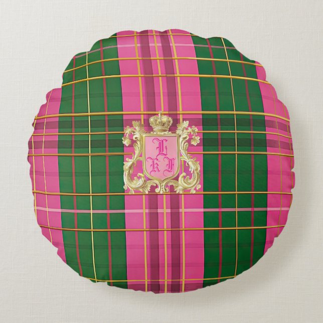 Cojín decorativo redondo monograma personalizado (Anverso)