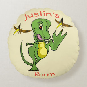 Cojín decorativo redondo Personalizado de dinosaur