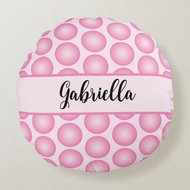 Cojín decorativo redondo personalizado de puntos r (Anverso)