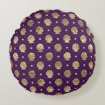 Cojín decorativo redondo Regal Purple y Gold Shell<br><div class="desc">Cojín decorativo redondo Regal Purple y Gold Shell</div>