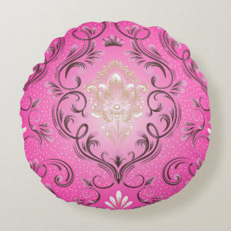 Cojín decorativo redondo rosado Damask