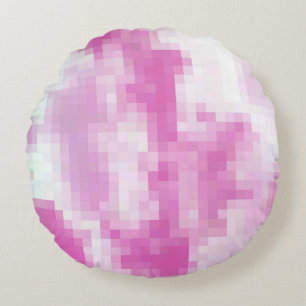 Cojín decorativo redondo rosado pixelado