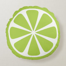 Cojín decorativo redondo verde limón de fruta