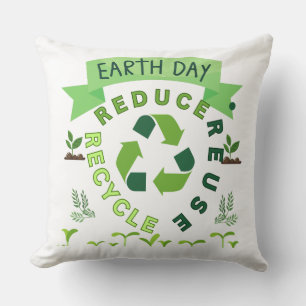 Cojín Decorativo "Reducir, reutilizar, reciclar" Día de la Tierra