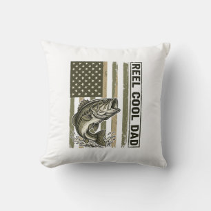 Cojín Decorativo Reel Cool Dad Bass Fishing Flag Vector Design_1