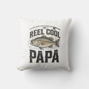 Cojín Decorativo Reel Cool Papa Diseño Vectorial de Pesca Vintage_1