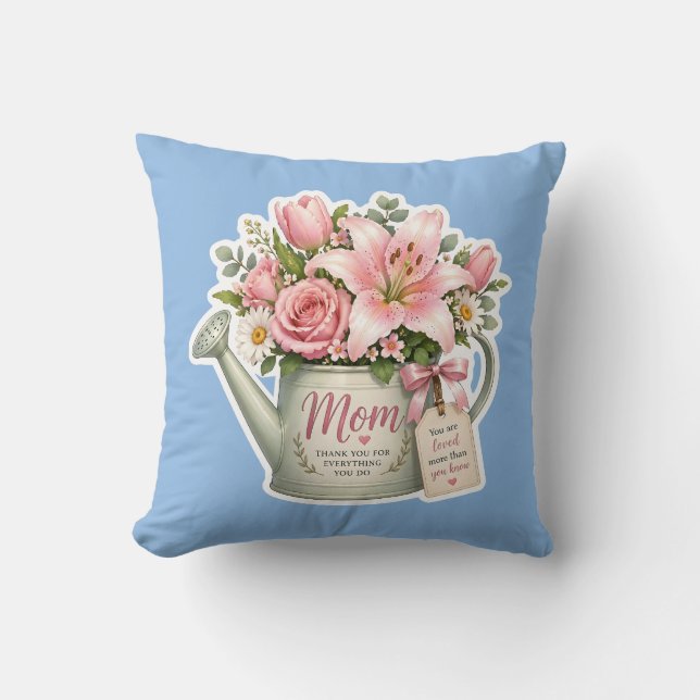 Cojín Decorativo Regadera de flores para mamá (Anverso)
