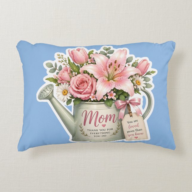 Cojín Decorativo Regadera de flores para mamá (Anverso)