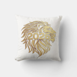 Cojín Decorativo Regal Lion Head Emblem with 2026 and Gold Foil