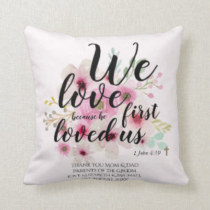 Cojín Decorativo Regalo boda 4 Padres Novia Groom Verso católico