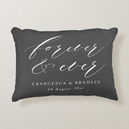 Cojín Decorativo Regalo Boda de caligrafía gris para siempre y para