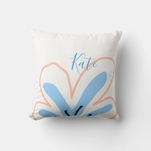 Cojín Decorativo Regalo boho retro de flor pastel naranja azul agre