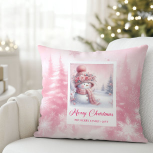 Cojín Decorativo Regalo clásico de Pinkmas para niños en bosque inv