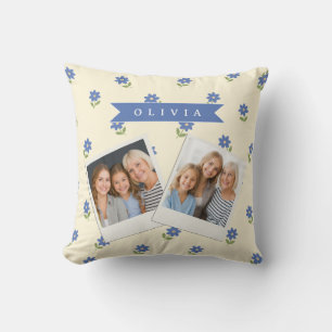 Cojín Decorativo Regalo con nombre de patrón de flor silvestre azul