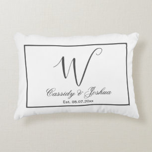 Cojín Decorativo Regalo conmemorativo de boda con monograma moderno