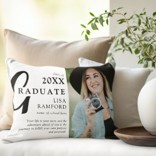 Cojín Decorativo Regalo conmemorativo de foto y cita minimalista pa