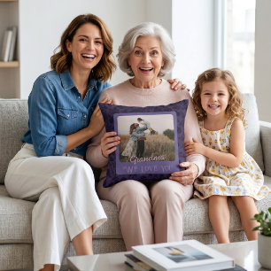 Cojín Decorativo Regalo de abuelos de texto de foto personalizados