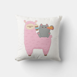 Cojín Decorativo Regalo de Alpaca, Gato montando Llama, Amantes de 
