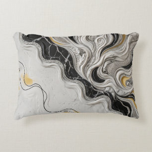 Cojín Decorativo Regalo de arte abstracto de mármol negro blanco y